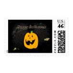 Happy Halloween Pumpkin Spider Web Postage