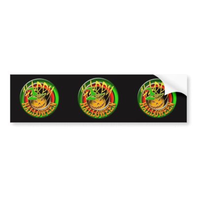 Happy Halloween pumpkin witch bumper sticker by mensgifts