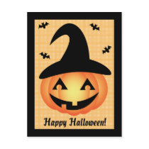 Happy Halloween Pumpkin Witch Postcard by nyxxie Happy Halloween Pumpkin Witch Postcard