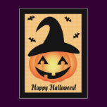 Happy Halloween Pumpkin Witch Postcard