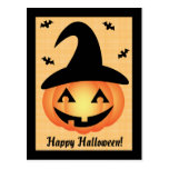 Happy Halloween Pumpkin Witch Postcard