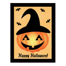 Happy Halloween Pumpkin Witch Postcard