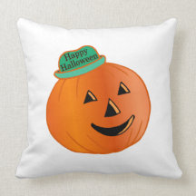Happy Halloween Pumpkin With Hat Pillows
