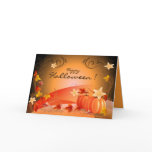 Happy Halloween! Pumpkins, Autumn Leaves & Swirls Cards