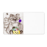 Happy Halloween Raccoon Shipping Label