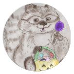 Happy Halloween Raccoon Dinner Plate