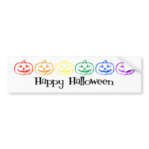 Happy Halloween (Rainbow Jack-O-Lanterns) bumper stickers