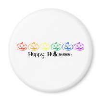Happy Halloween (Rainbow Jack-O-Lanterns) Refrigerator Magnets