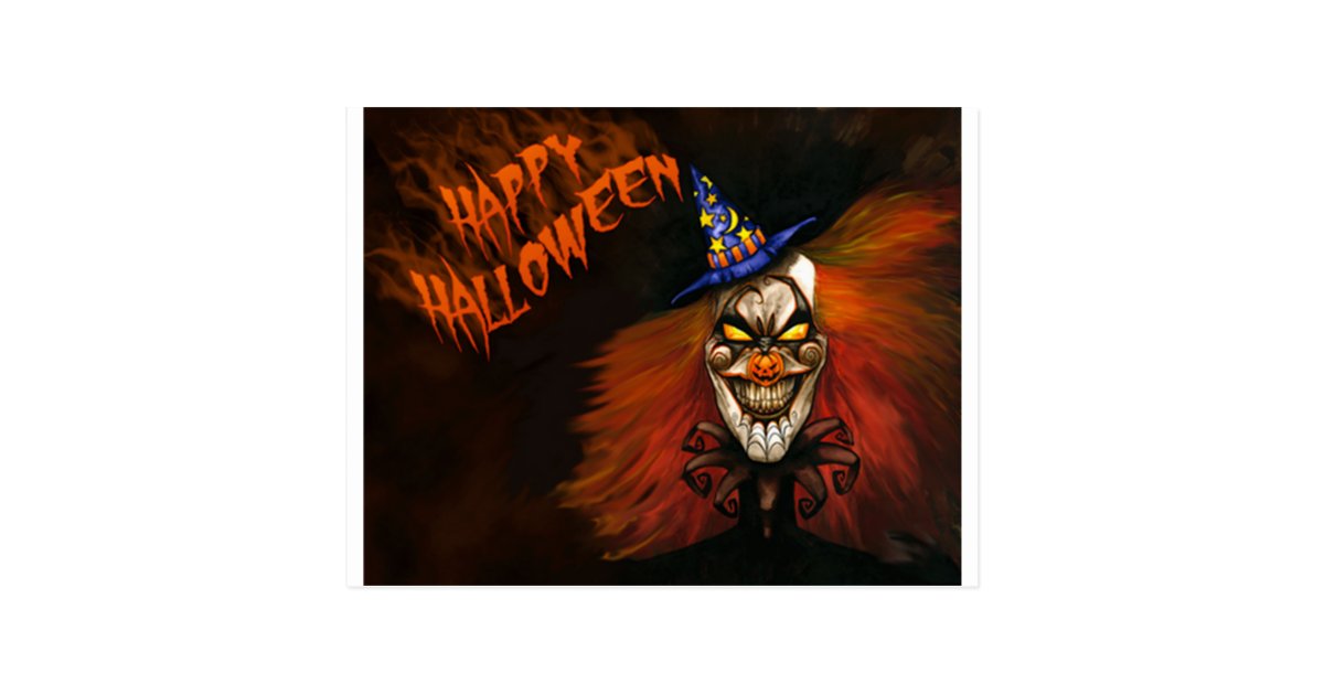 Happy Halloween Scary Clown Postcard | Zazzle