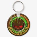Happy Halloween Skull BLACK bg keychains by mensgifts Happy Halloween Skull BLACK bg keychains