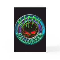 Happy Halloween Skull blue card (inside blank) by mensgifts Happy Halloween Skull blue card (inside blank)