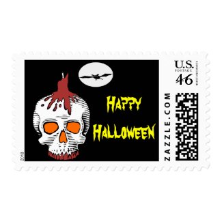 Happy Halloween Skull Postage Stamp