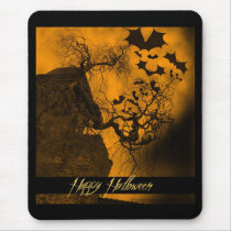 Happy Halloween Spooky Greeting Mouse Pads