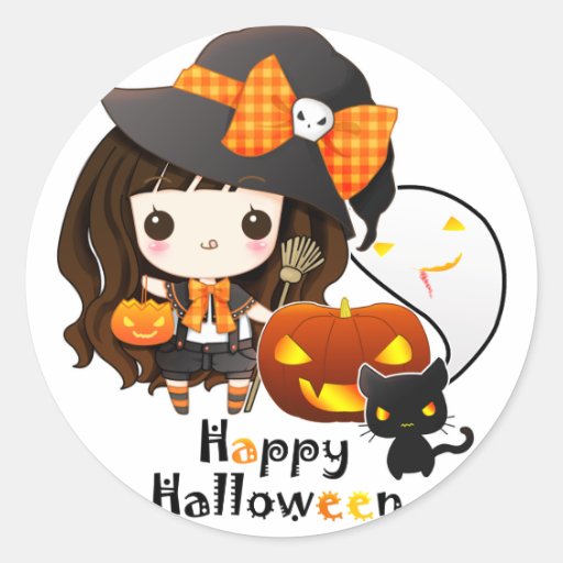 Happy Halloween Classic Round Sticker | Zazzle
