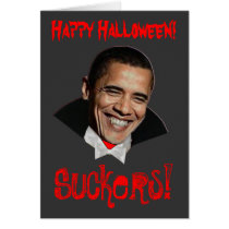 Happy Halloween Suckers Obama Halloween Card cards