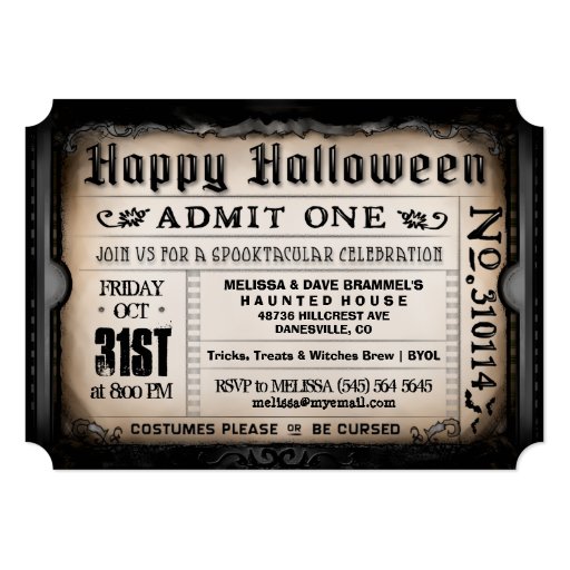 Happy Halloween Ticket Invitation (front side)