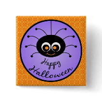 Happy Halloween Toon Spider Pin