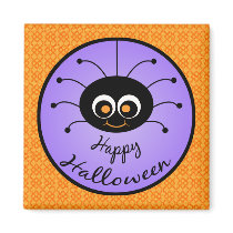 Happy Halloween Toon Spider Fridge Magnet