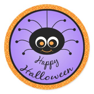 Happy Halloween Toon Spider Stickers