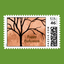 Happy Halloween Tree postage