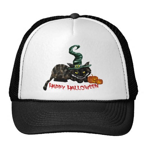 Happy Halloween & Trick or Treat Witches Cat Trucker Hat