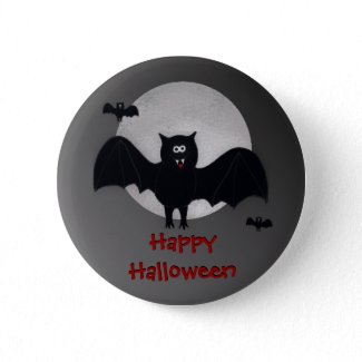 Happy Halloween Vampire Bat Button button