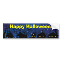 Happy Halloween! village_night bumper stickers by VioDeSign Happy Halloween! village_night bumper stickers