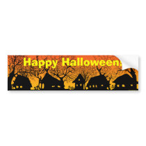 Happy Halloween! village_sunset bumper stickers by VioDeSign Happy Halloween! village_sunset bumper stickers