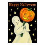 Happy Halloween Vintage Ghost and Pumpkin Card