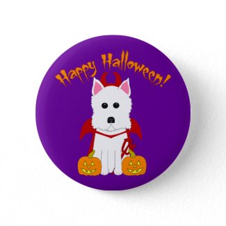 Happy Halloween Westie Devil button
