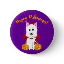 Happy Halloween Westie Devil buttons by totallypainted Happy Halloween Westie Devil buttons