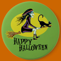 Happy Halloween Witch buttons
