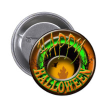 Happy Halloween witch Button