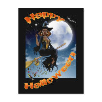 Happy Halloween Witch Postcard