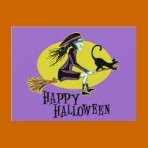 Happy Halloween Witch postcards