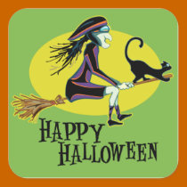 Happy Halloween Witch stickers