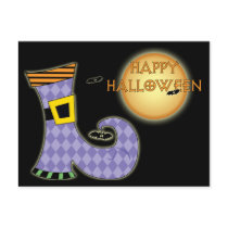 Happy Halloween Witches Boot postcards