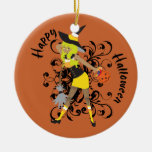 Happy Halloween Witchy Candy Corn Girl Ornament