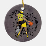 Happy Halloween Witchy Candy Corn Girl Ornament