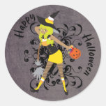 Happy Halloween Witchy Candy Corn Girl Sticker stickers