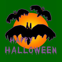 Happy Halloween with Moon and Bats t-shirts by greenbaby Happy Halloween with Moon and Bats t-shirts