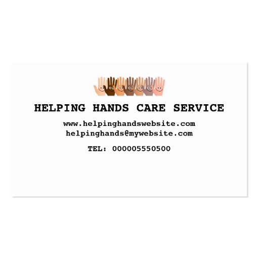 Happy Hands Wallpaper Business Card Templates (back side)