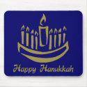 Happy Hanuikkah Menorah - Gold - Customizable mousepads