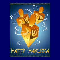 Happy Hanukka Dreidels Print by Lotacats Happy Hanukka Dreidels Print