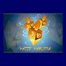 Happy Hanukka Dreidels Print by Lotacats Happy Hanukka Dreidels Print