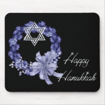 Happy Hanukkah Blue Wreath & Star Mousepad by mrssocolov Happy Hanukkah Blue Wreath & Star Mousepad