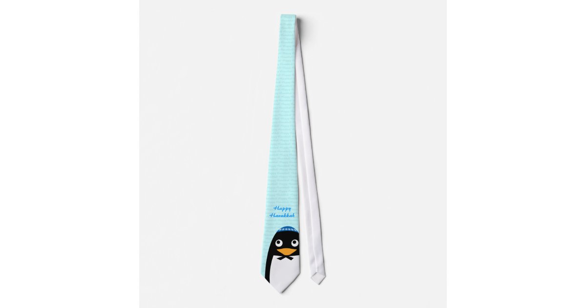 Happy Hanukkah Jewish Penguin Tie | Zazzle