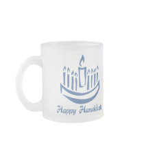 Happy Hanukkah Menorah - Blue mugs by naturetees Happy Hanukkah Menorah - Blue mugs