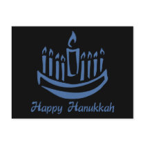 Happy Hanukkah Menorah - Blue postcards by naturetees Happy Hanukkah Menorah - Blue postcards