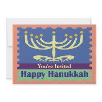 Happy Hanukkah Menorah Chanukah Party Invitations